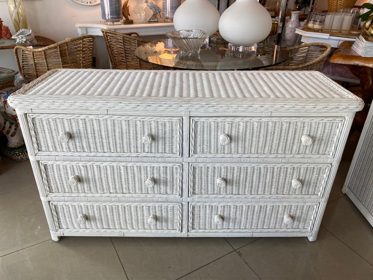 Vintage Palm Beach White Wicker Dresser 6 Drawers at 1stDibs | vintage wicker  dresser, wicker dresser white, 6 drawer white wicker dresser