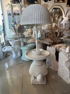 Vintage Palm Beach Wicker Turtle Floor End Side Table Lamp Newly Wired