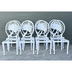 Vintage Palm Frond Cast Aluminum Dining Chairs - Set of 8