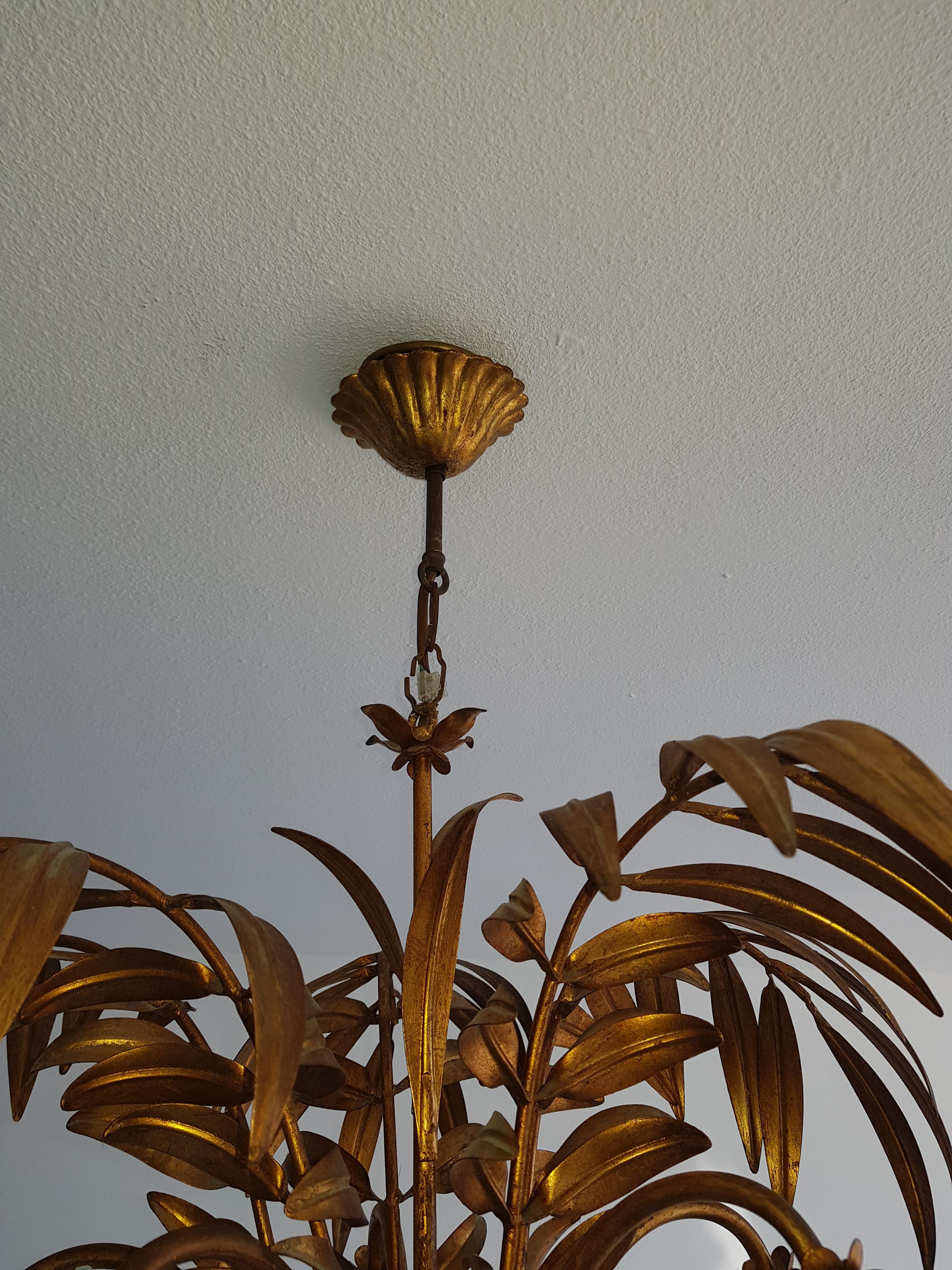 Vintage Palm Leaf Chandelier, 1970s For Sale 6