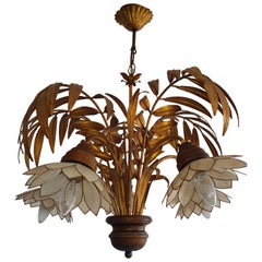 Vintage Palm Leaf Chandelier, 1970s
