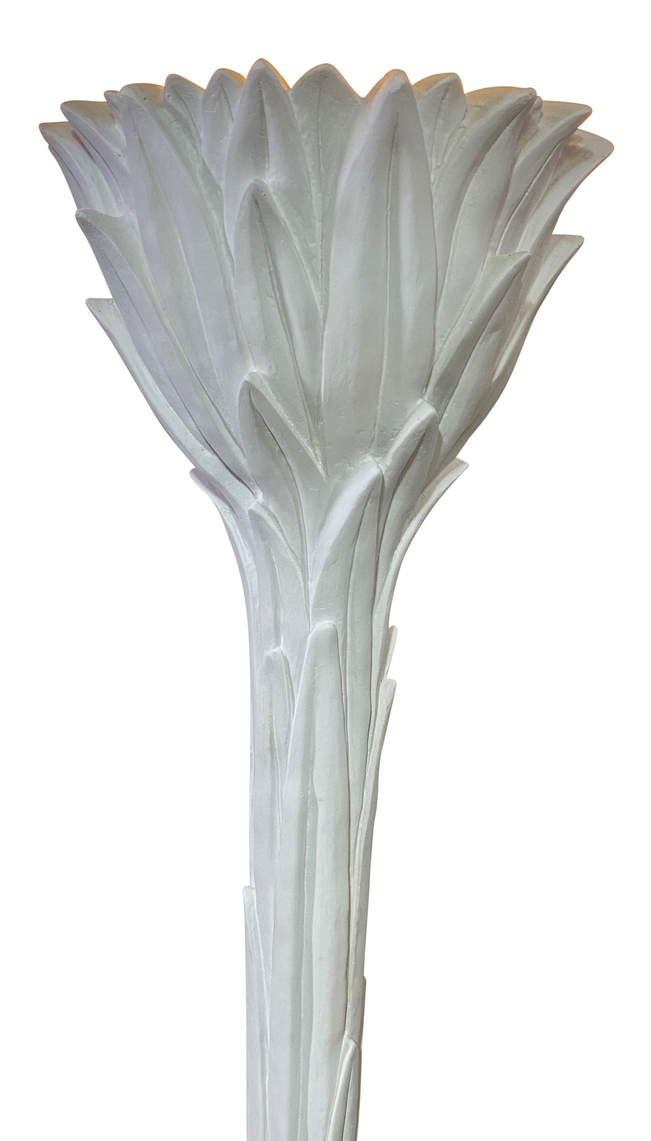 American Vintage Palm Leaf Torchiere Floor Lamp in the manner of Serge Roche, Circa 1960 For Sale