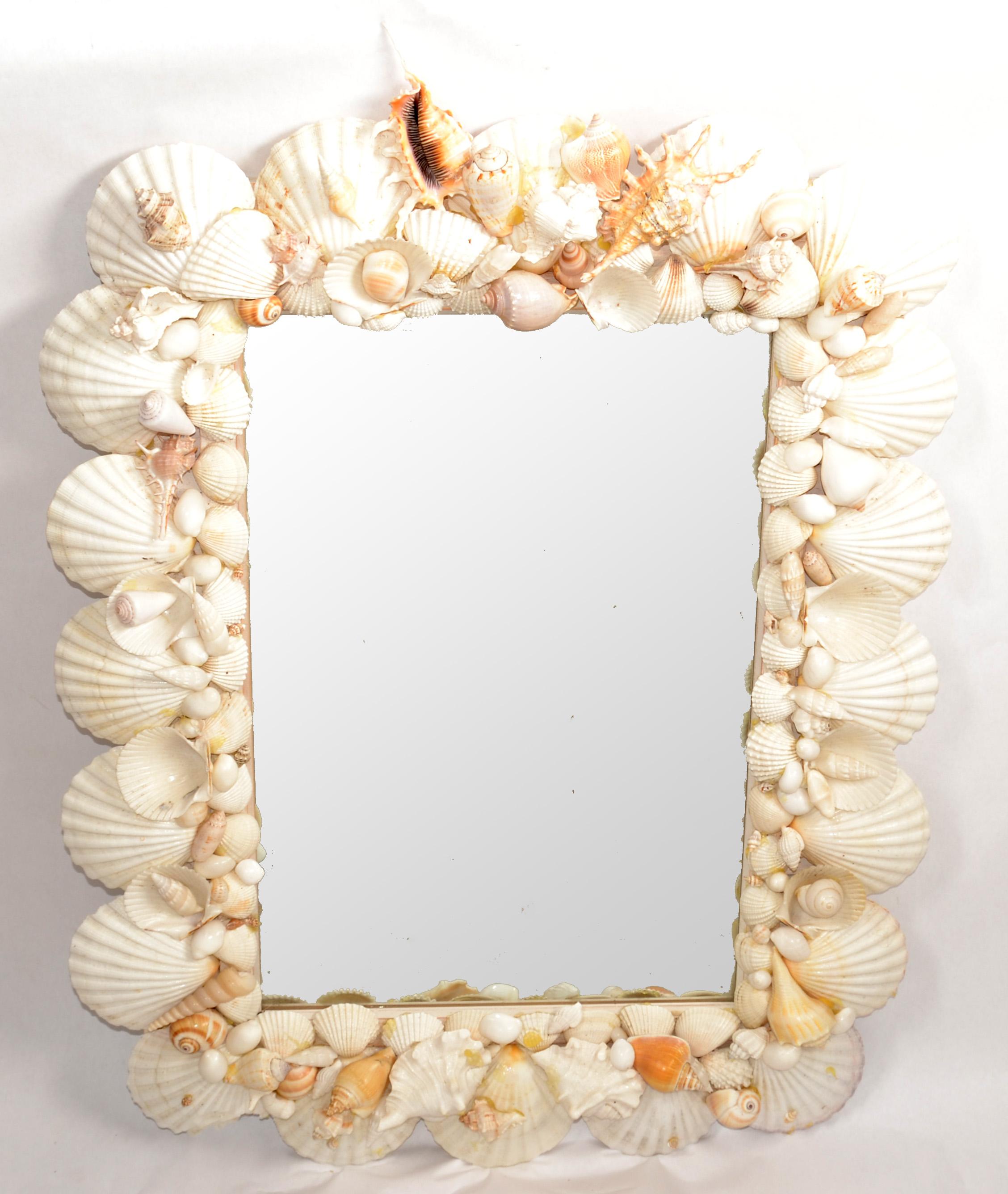 Américain Vintage Palm Regency Coastal Handmade Rectangle Wall Mirror (Miroir rectangulaire) en vente