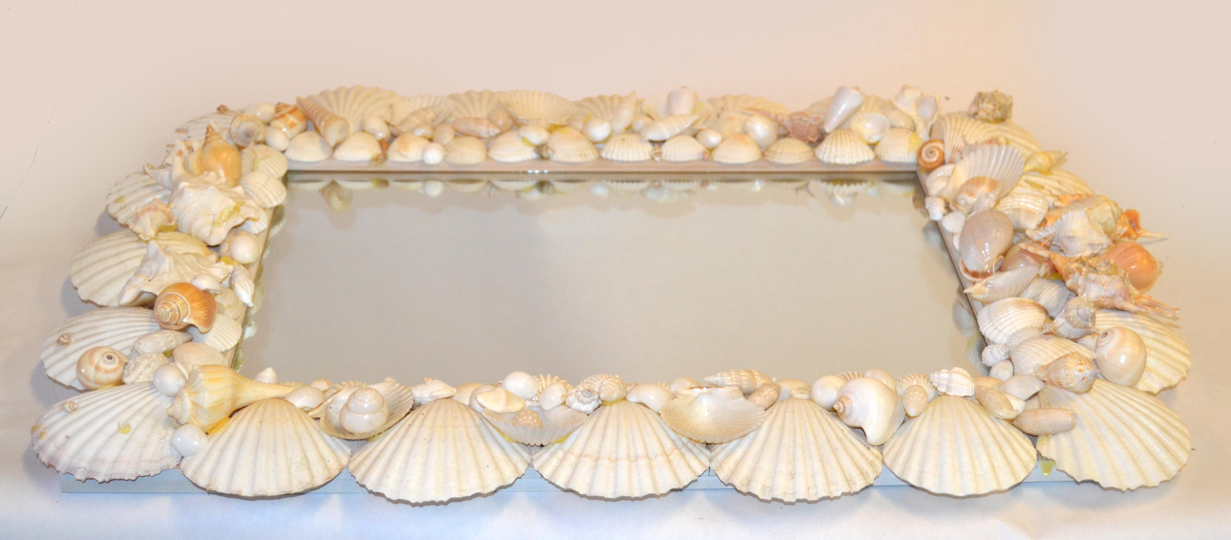 Vintage Palm Regency Coastal Handmade Rectangle Wall Mirror (Miroir rectangulaire) en vente 1