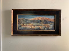 Vintage Palm Springs Desert Landscape Original Painting with Cowboy Orig Frame