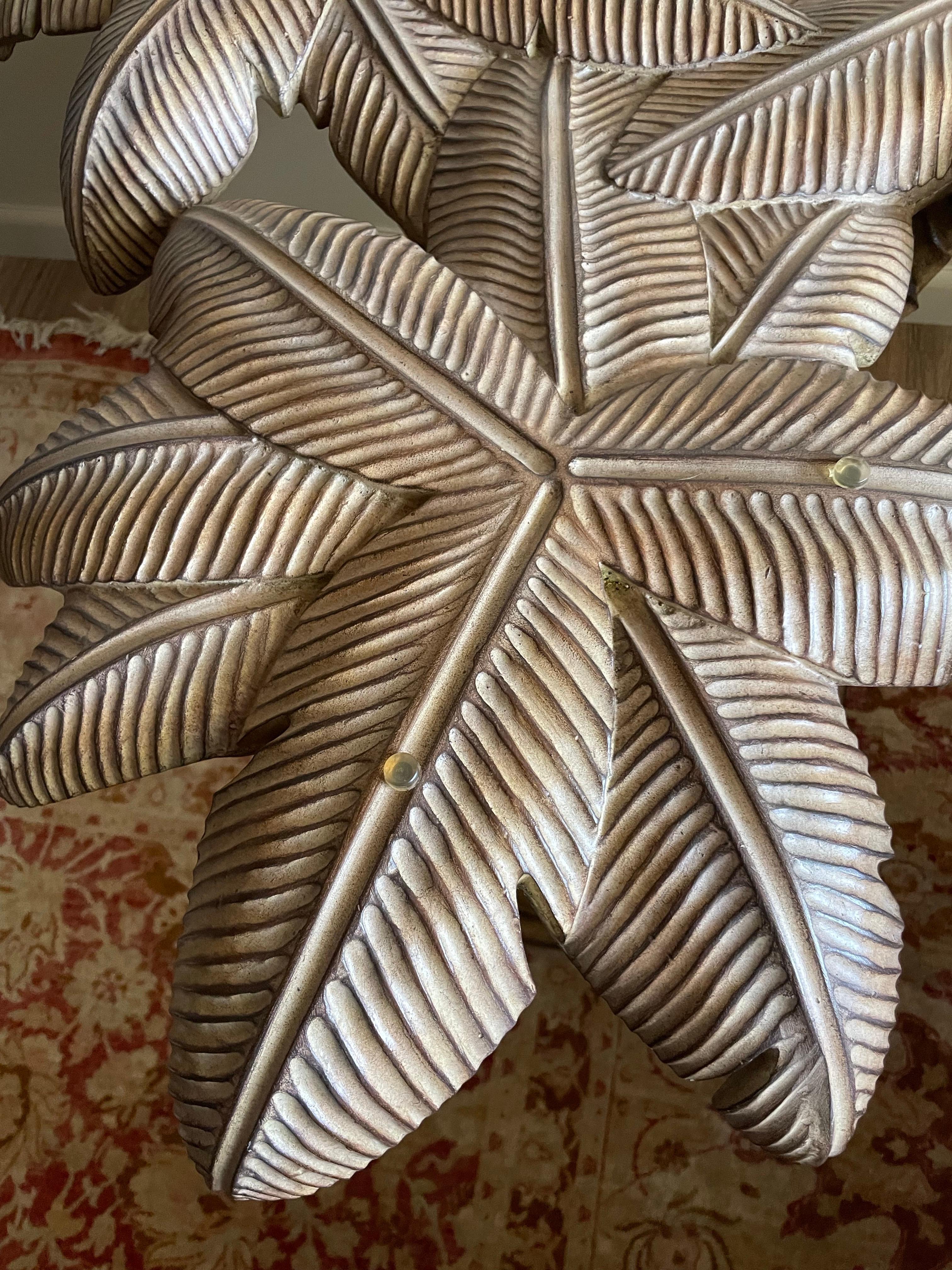 Table de salle à manger vintage en palmier avec plateau en verre en vente 3