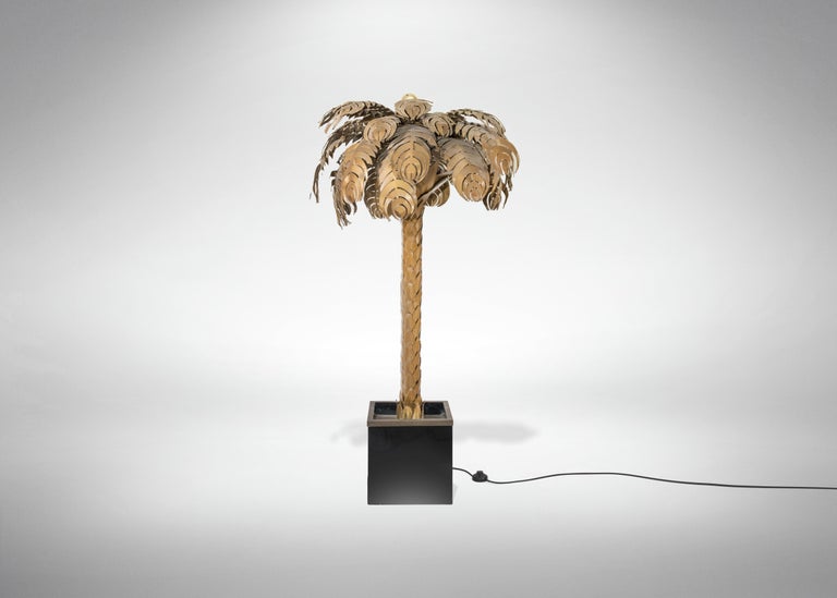 Late 20th Century Vintage Palm Tree Floor Lamp Designed by Maison Jansen, Italy, 1970s For Sale