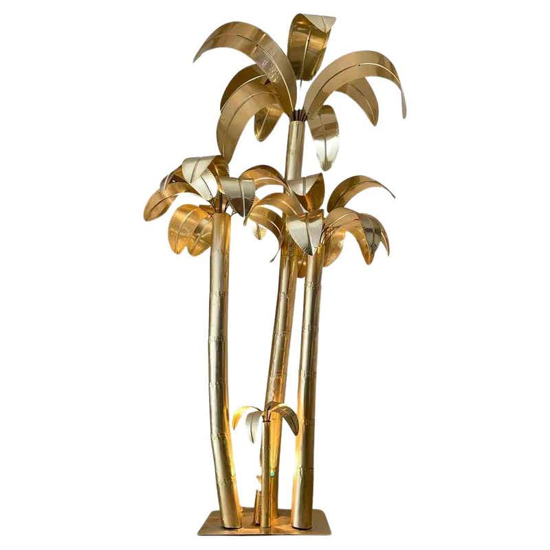 Hollywood Regency Feather Palm Tree Floor Lamp in Copper and Pink at ...