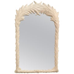 Vintage Palm Tree Frond Leaf Wall Mirror Lacquered White 