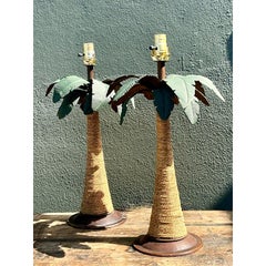 Vintage Palm Tree Lamps - A Pair