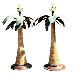 Vintage Palm Tree Lamps - A Pair
