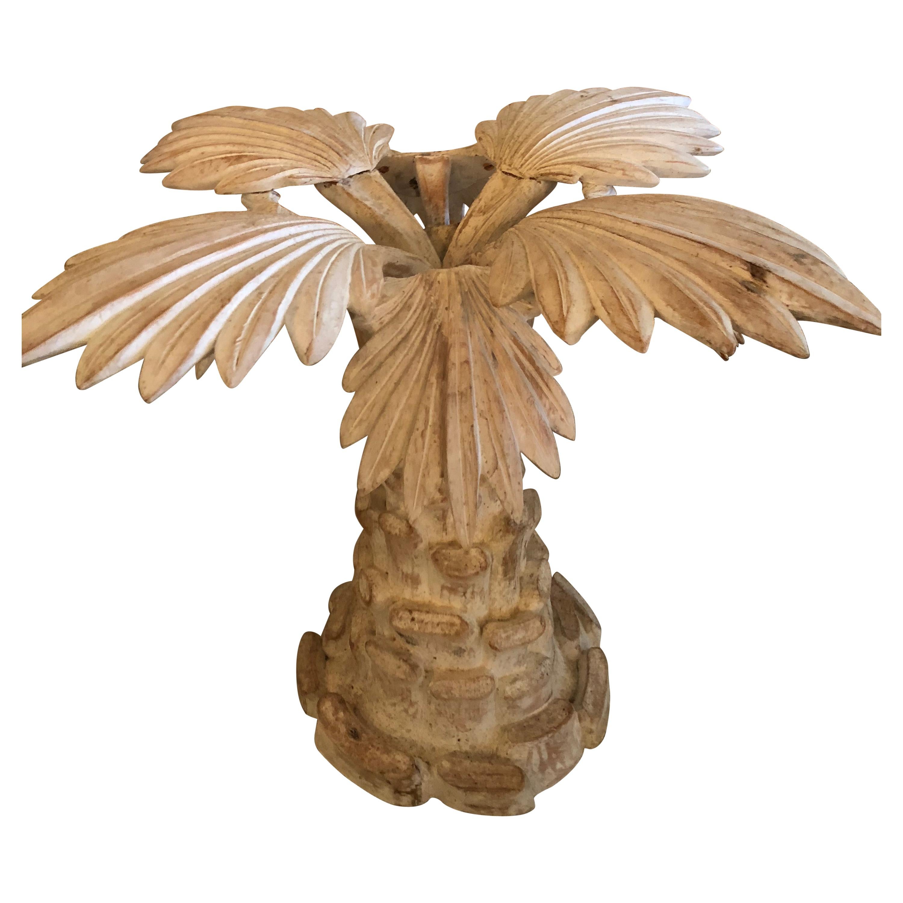 Vintage Palm Tree Leaf Frond Italian Wood Carved Dining Game Entry