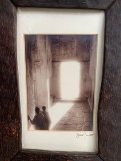 Vieille photo encadrée en bois de palmier du Cambodge