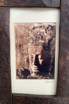 Photographie vintage encadrée de bois de palmier du Cambodge