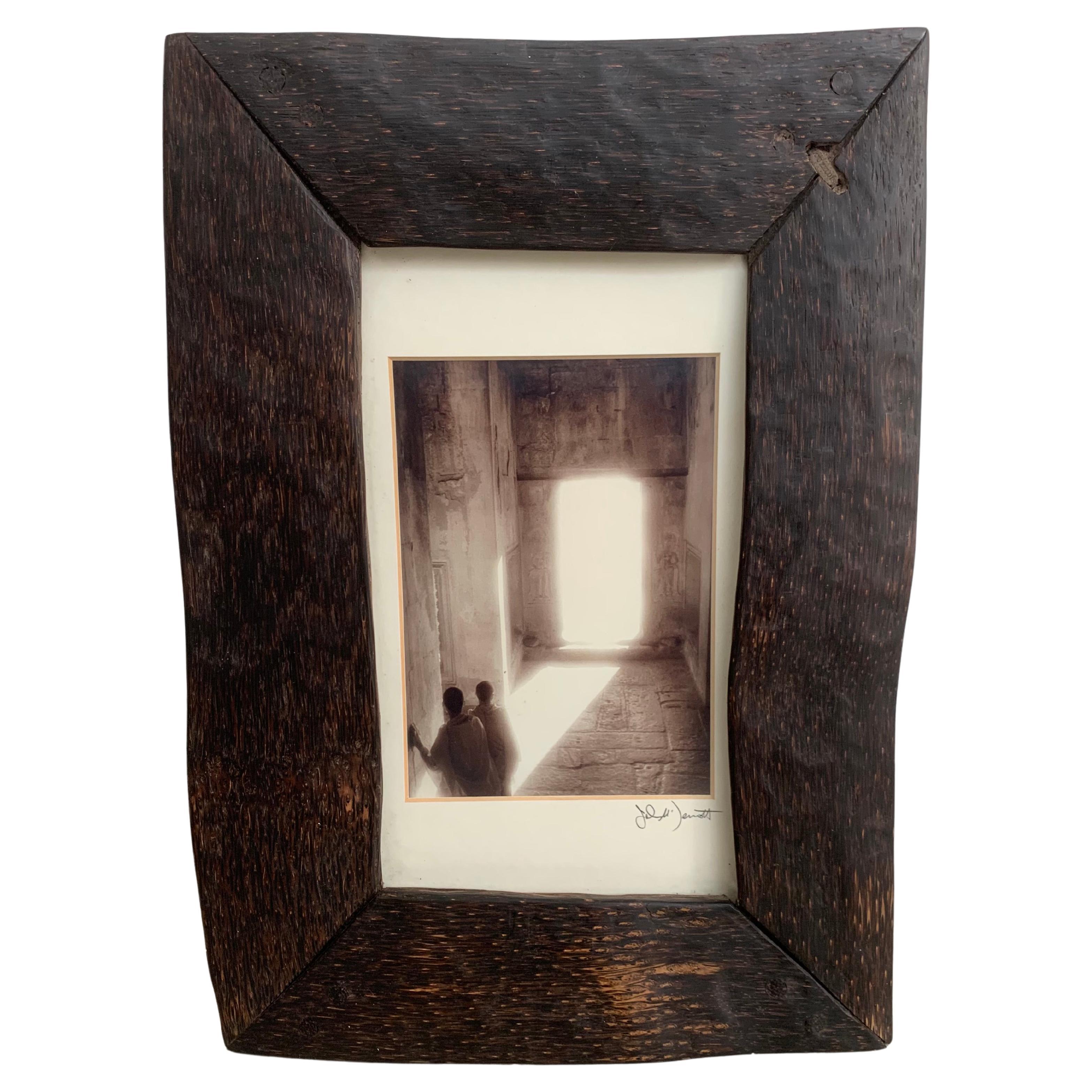 Vintage Palm Wood Framed Photograph from Cambodia