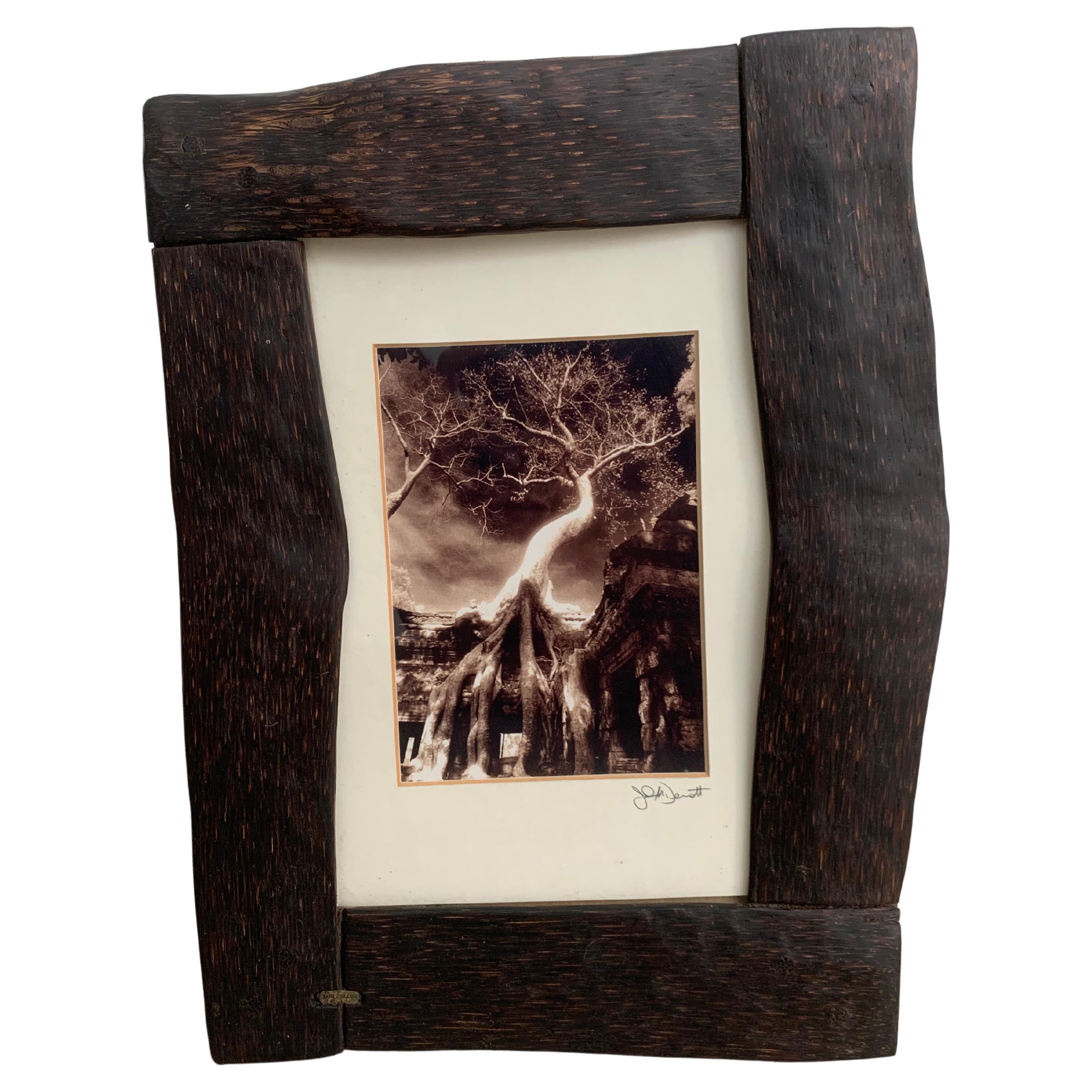 Vintage Palm Wood Framed Photograph from Cambodia