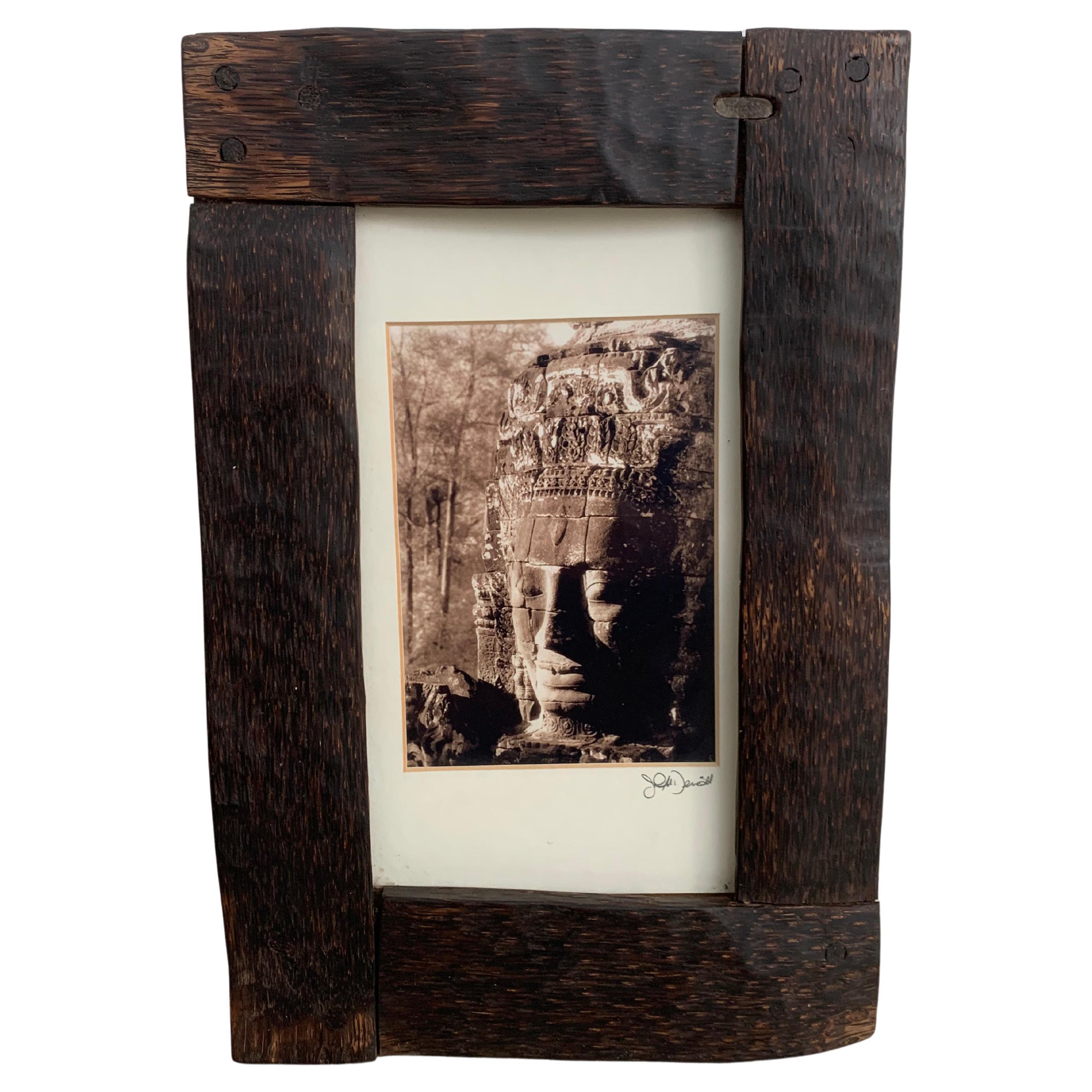 Vintage Palm Wood Framed Photograph from Cambodia For Sale