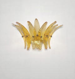 RESERVED: Vintage Palmette Wall Light, Amber Glasses