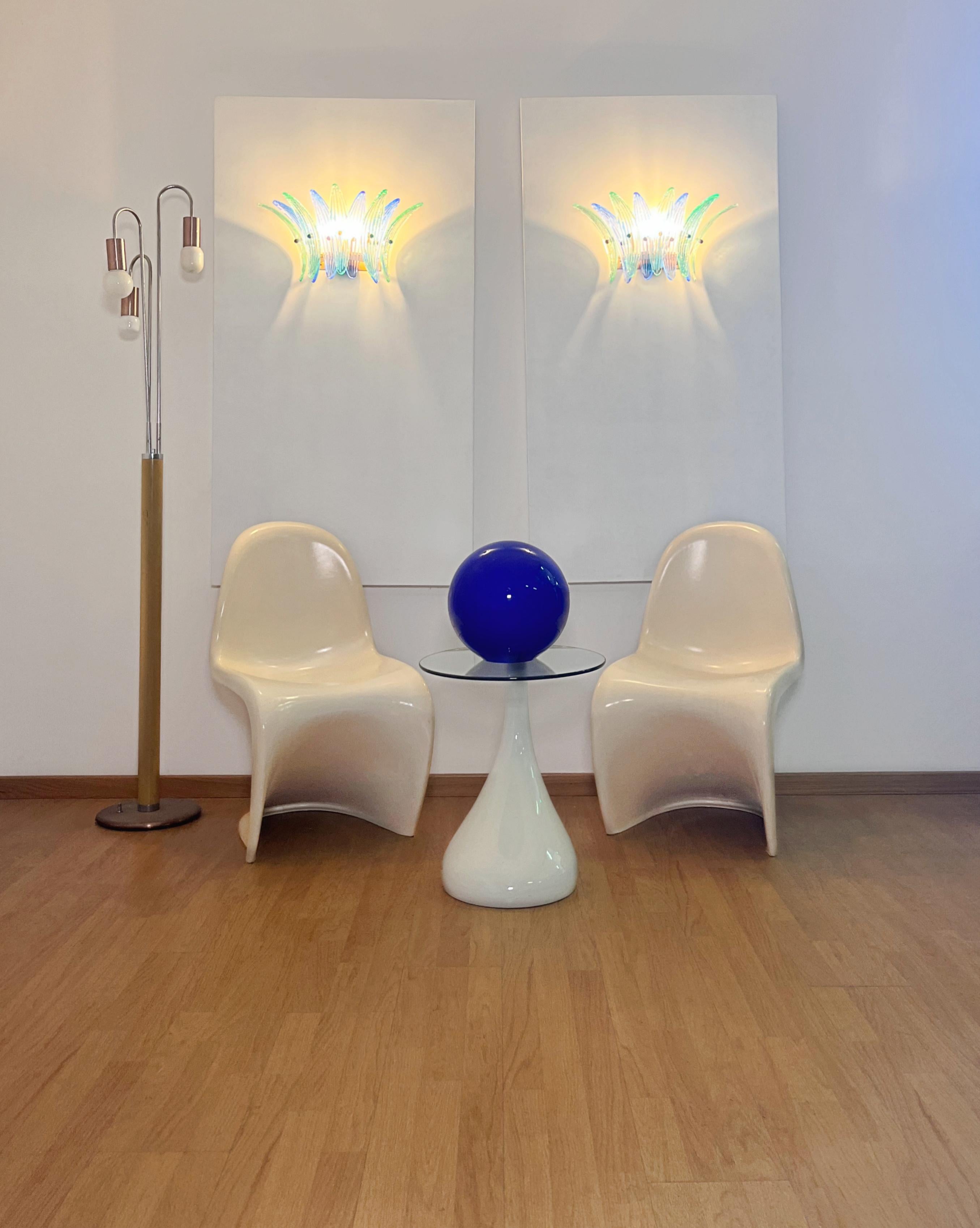Vintage Palmette Wall Light  - blue and turquoise glasses For Sale 3