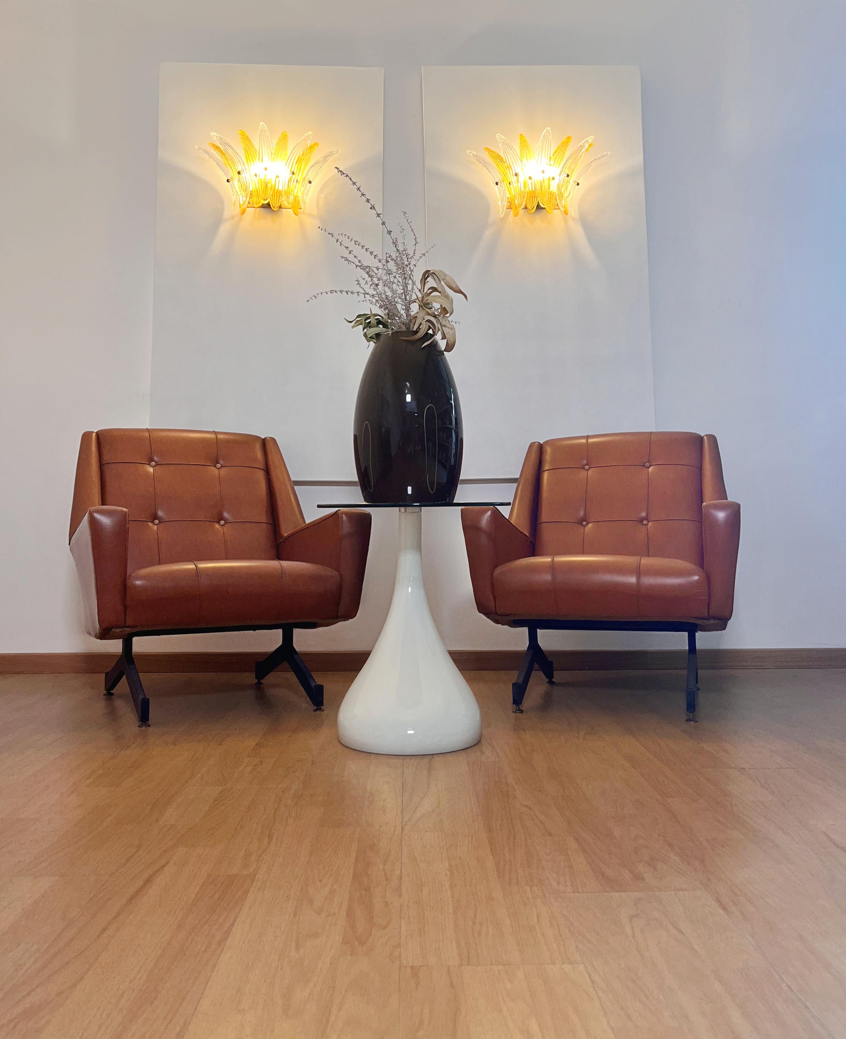 Vintage Palmette Wall Light  - clear and amber glasses For Sale 2