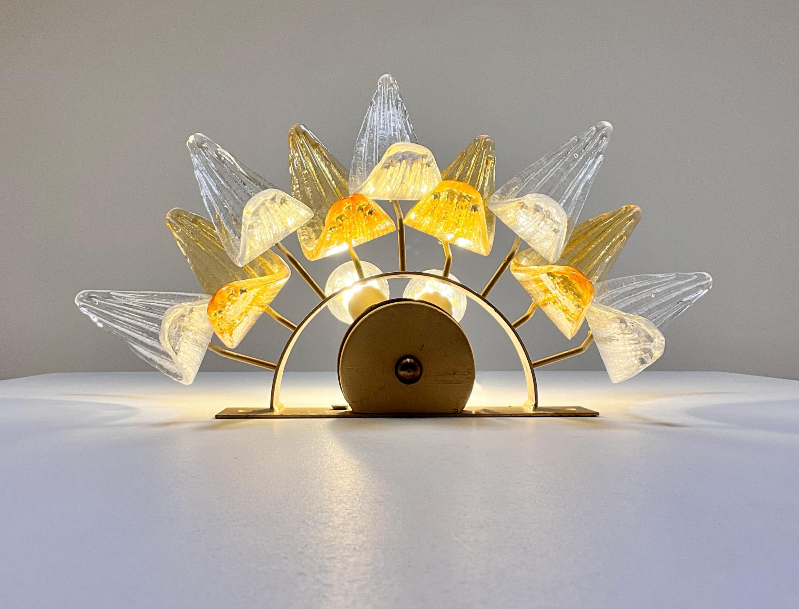 Vintage Palmette Wall Light  - clear and amber glasses For Sale 9