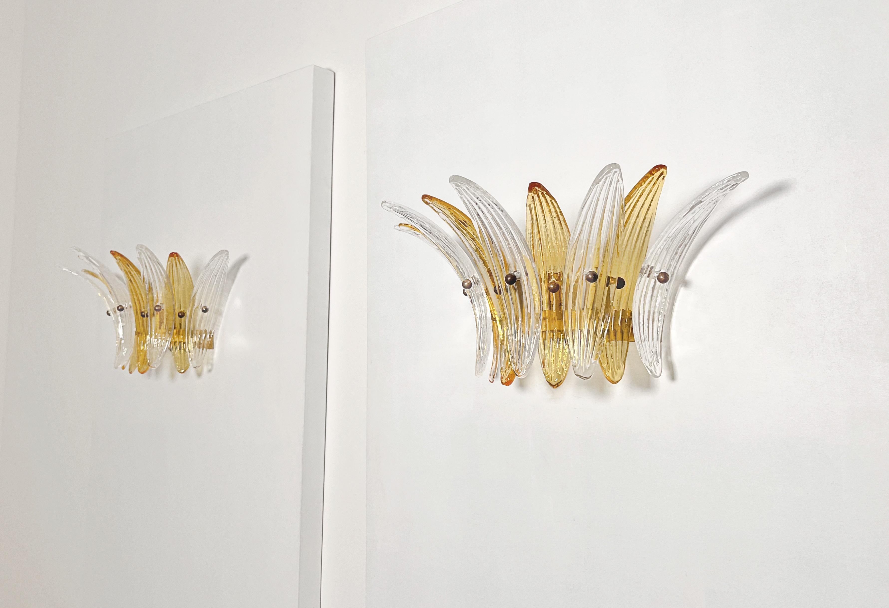 Galvanized Vintage Palmette Wall Light  - clear and amber glasses For Sale