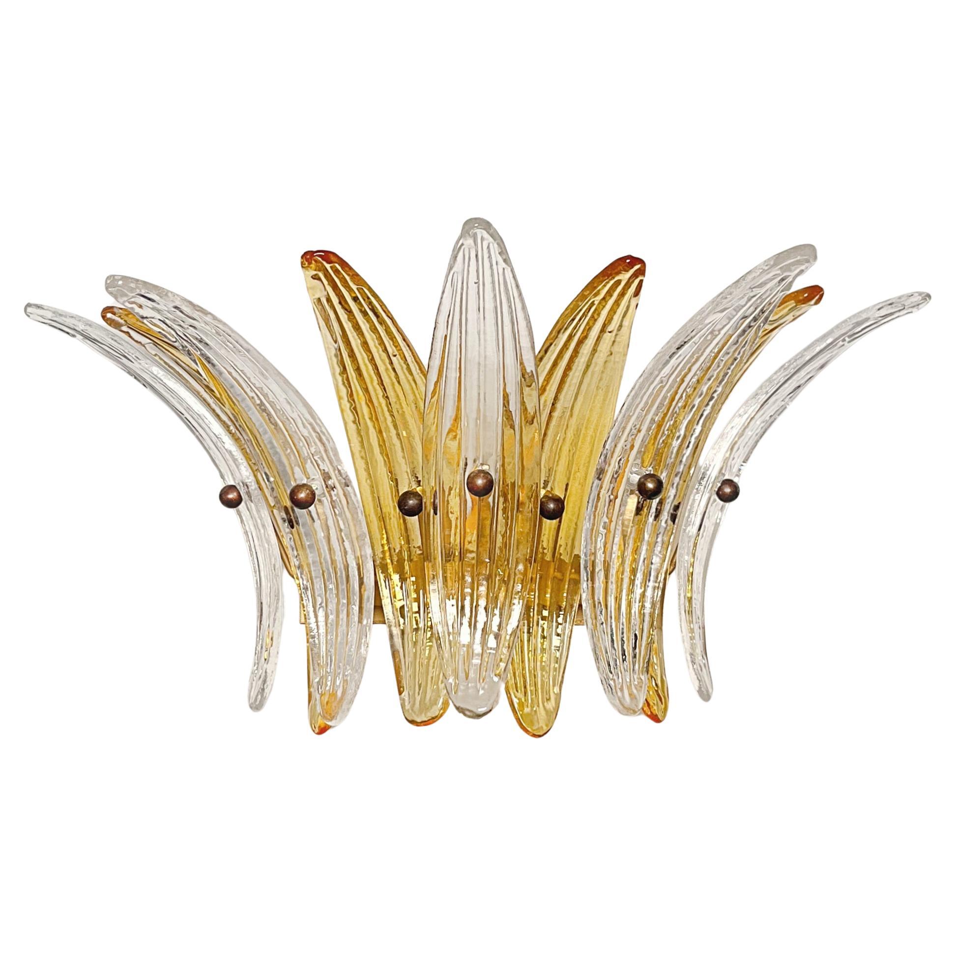 Vintage Palmette Wall Light  - clear and amber glasses For Sale