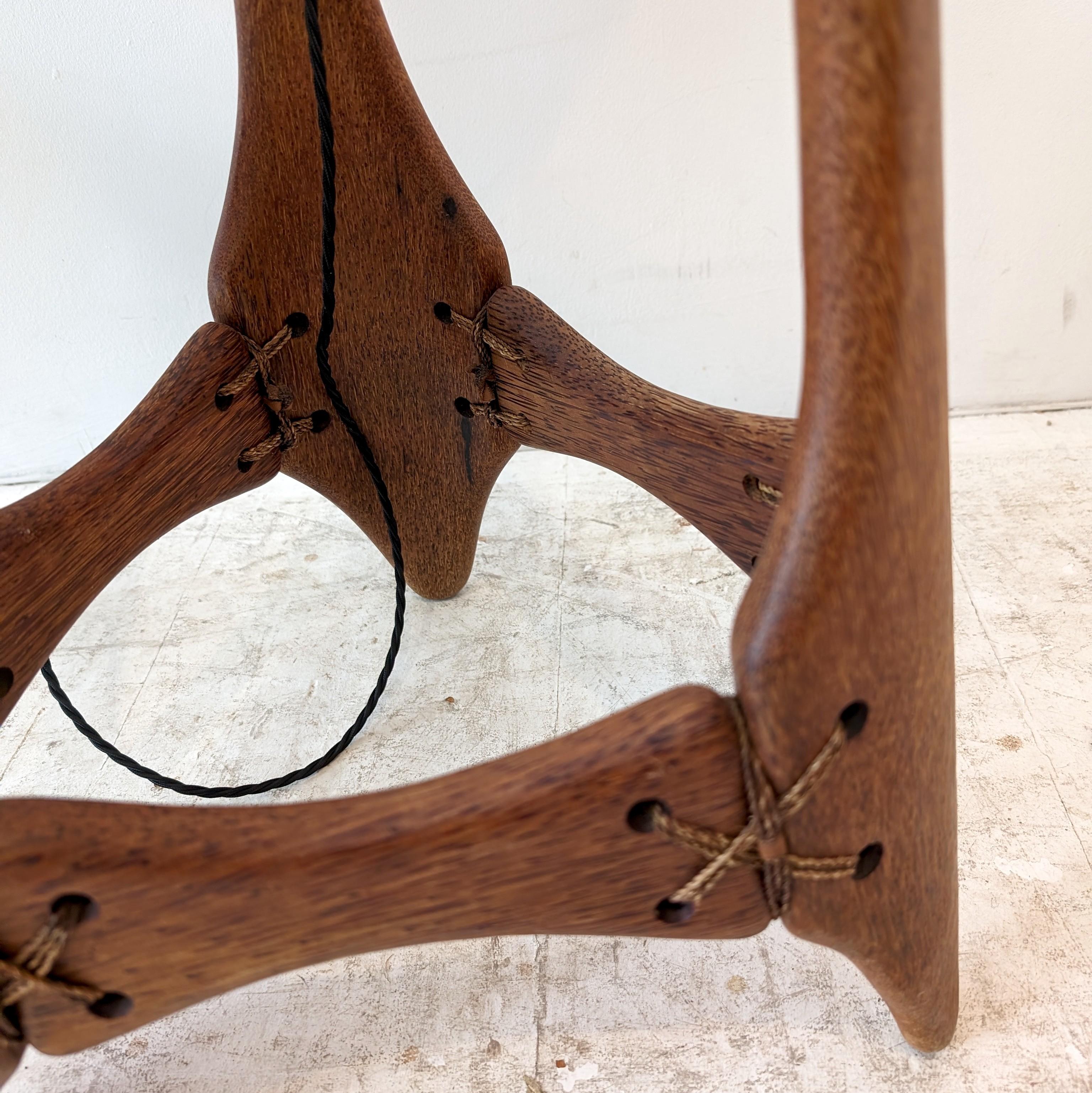 Vintage palmwood, leather and sisal floor lamp by Pacific Green, circa 1990s 2