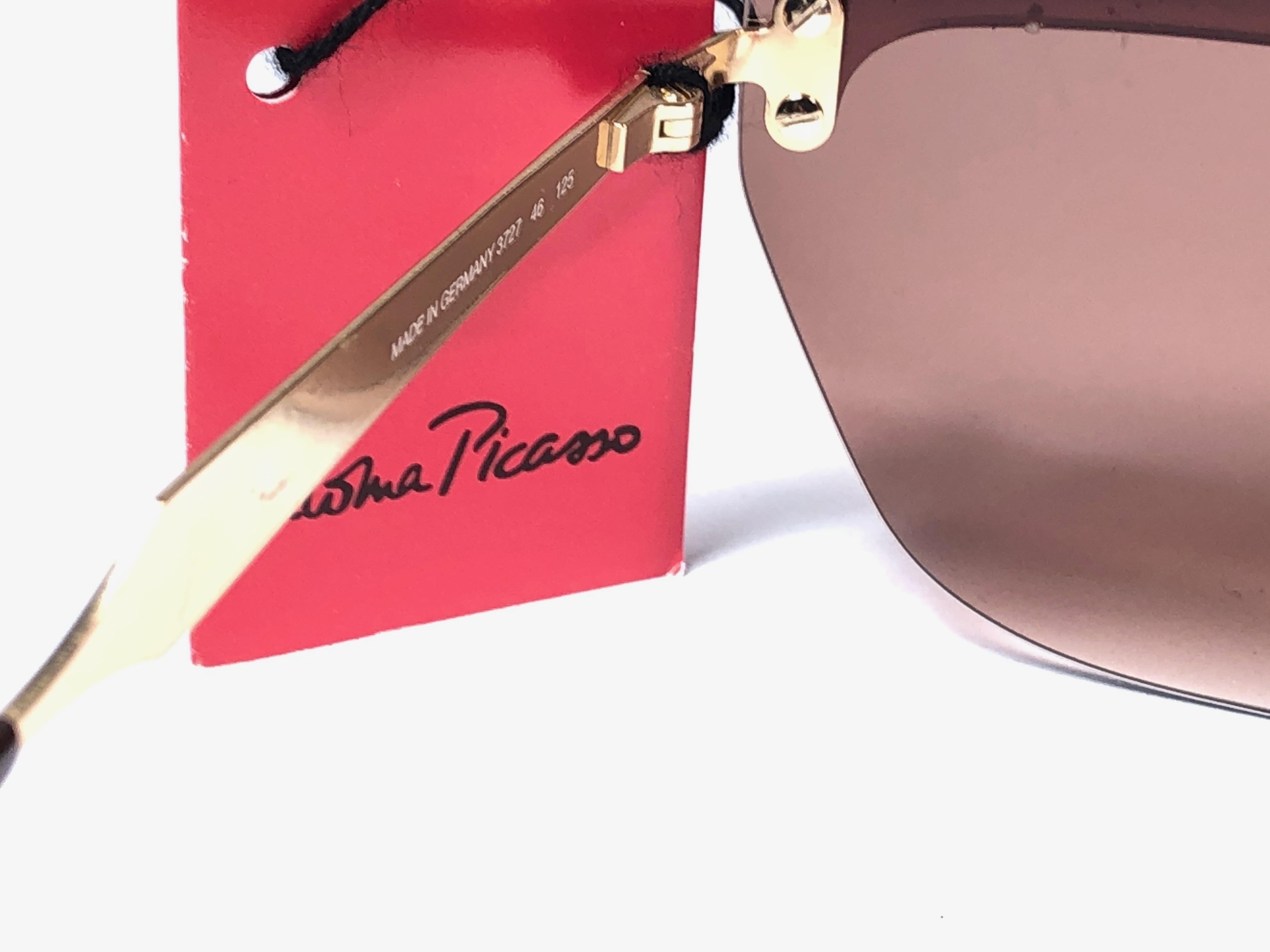 Women's Vintage Paloma Picasso Avant Garde Gold Sunglasses Made in Germany 1980's For Sale