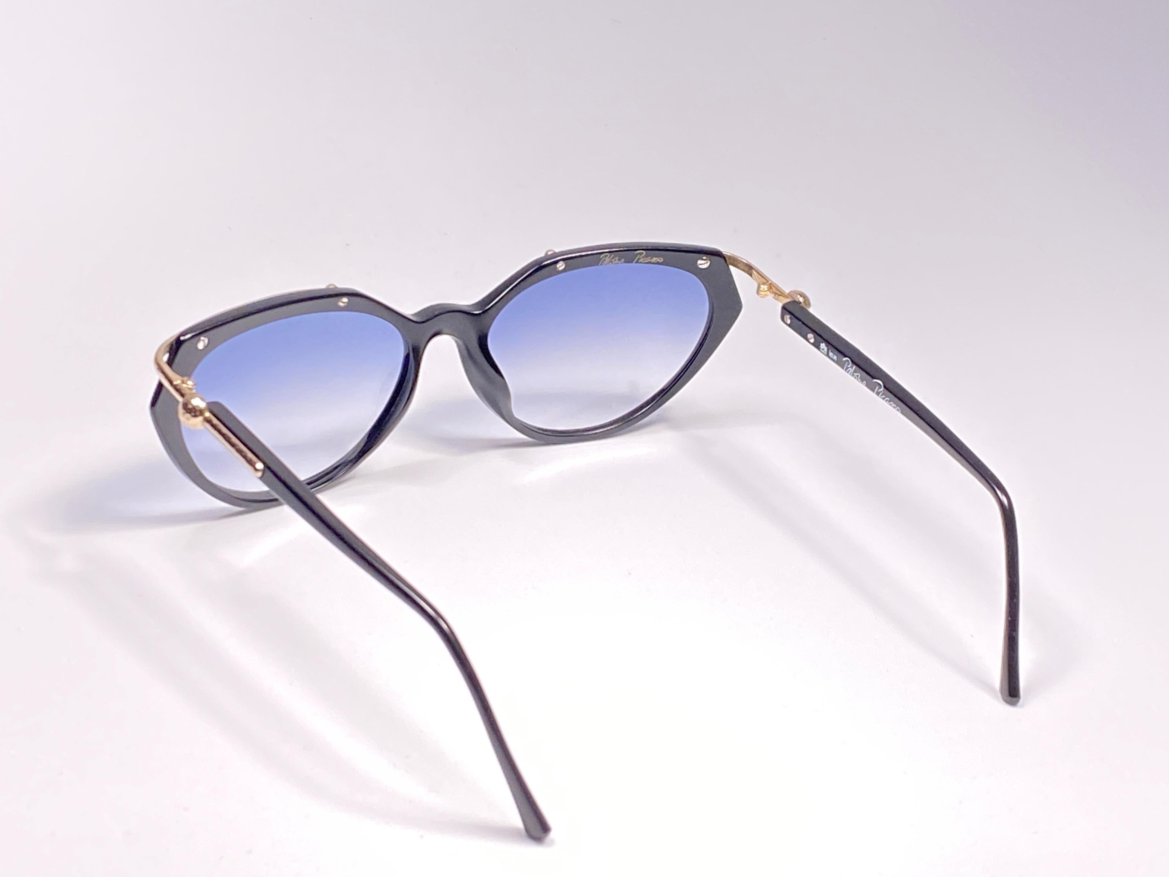 Red Vintage Paloma Picasso Black & Gold 3746 Sunglasses Made in Germany 1980's For Sale