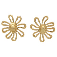 Vintage Paloma Picasso for Tiffany & Co Daisy Flower Earrings in 18k Yellow Gold