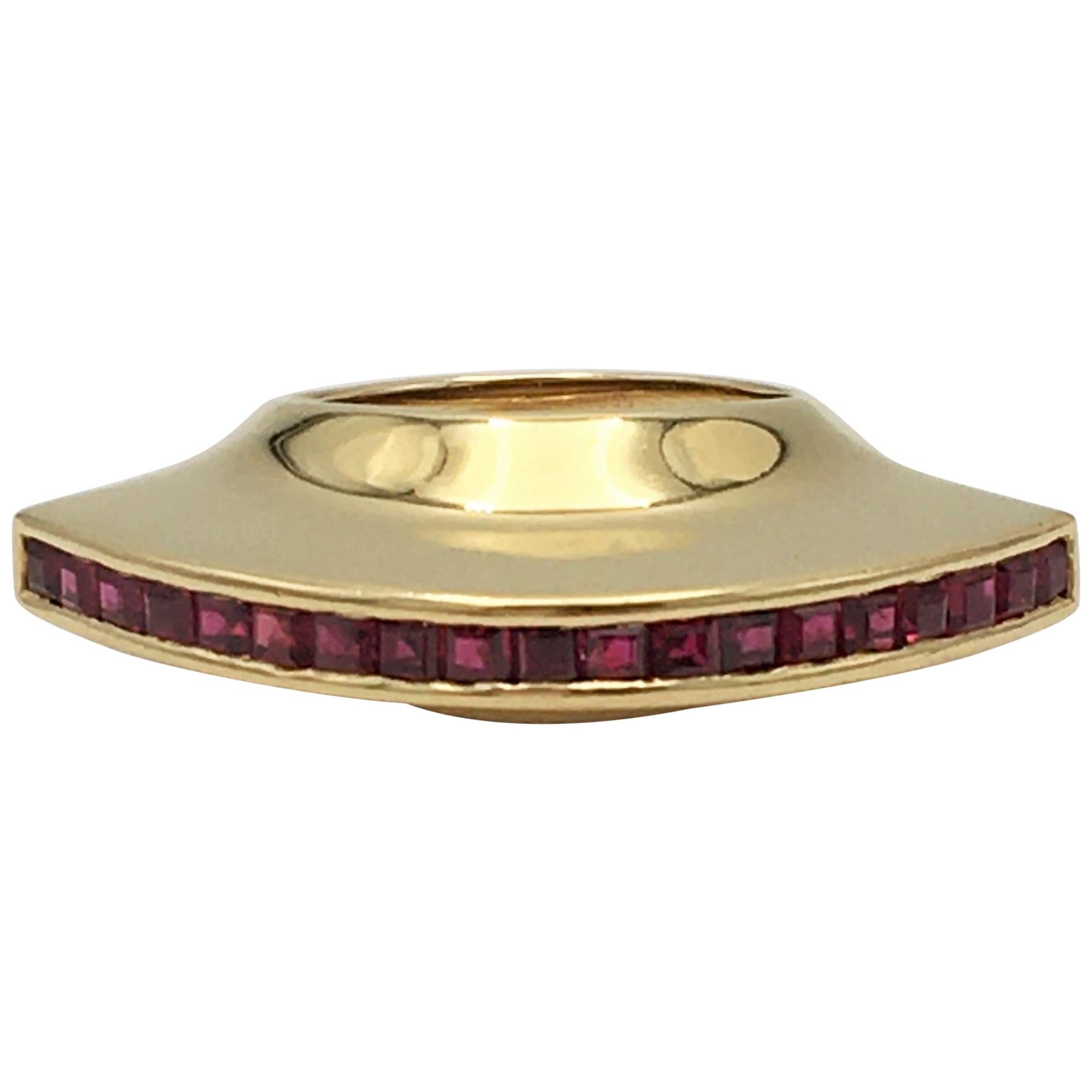 Vintage Paloma Picasso for Tiffany & Co. Gold and Ruby Fan Ring