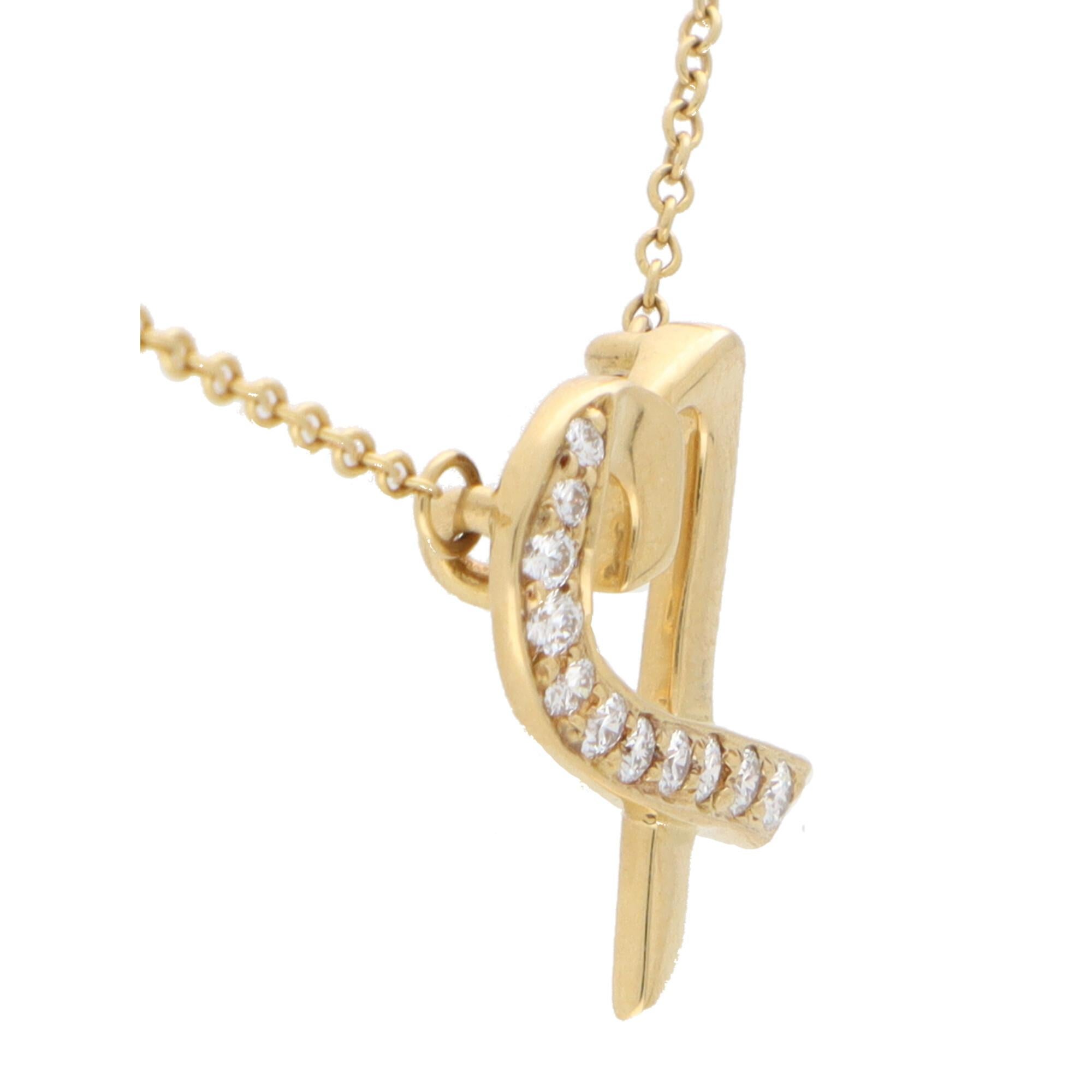 Modern Vintage Paloma Picasso for Tiffany & Co. Loving Heart Diamond Necklace in Gold