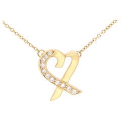 Vintage Paloma Picasso pour Tiffany & Co. Collier en or et diamants « Loving Heart »