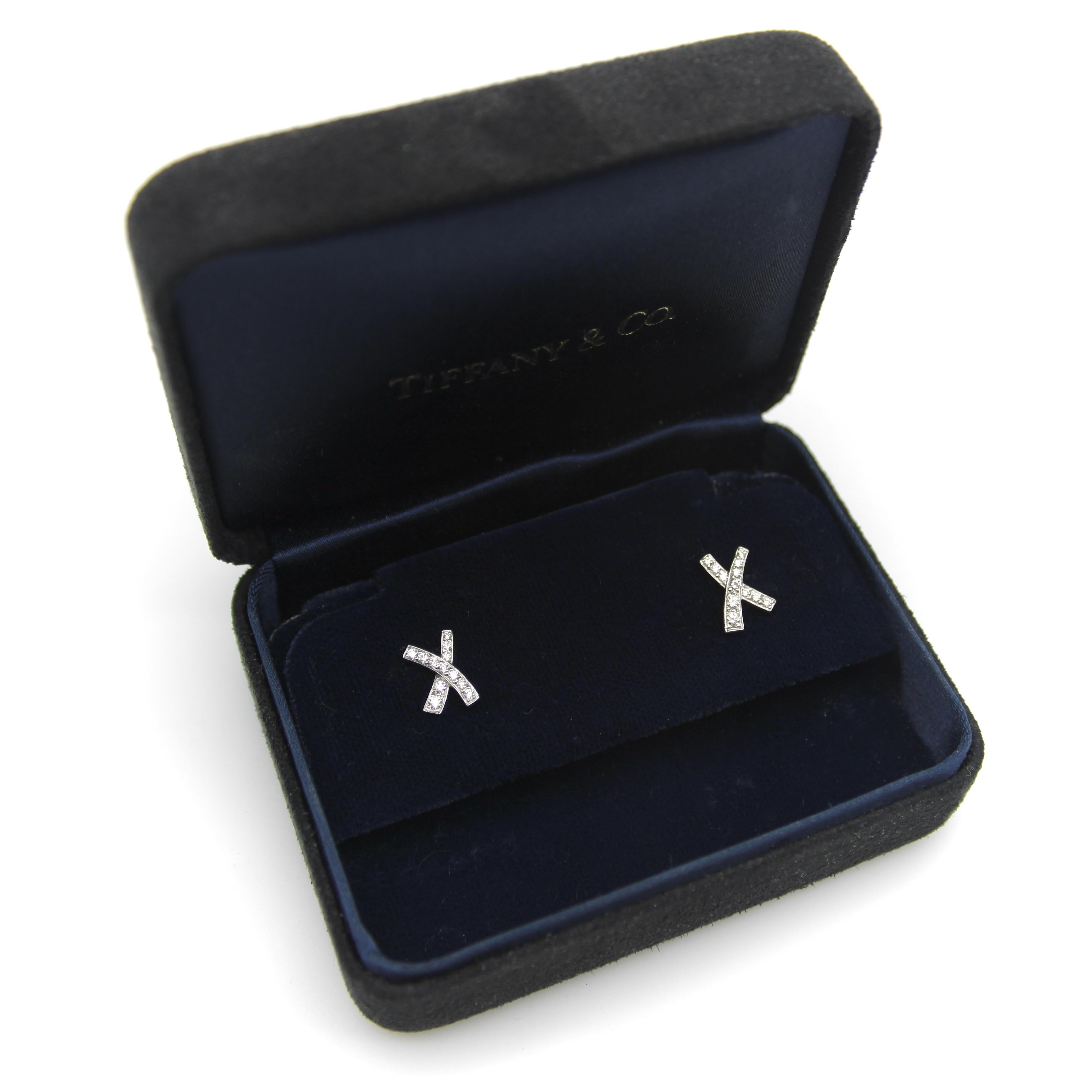 Paloma Picasso für Tiffany & Co., Vintage Kuss-Ohrringe aus Platin und Diamanten im Angebot 1