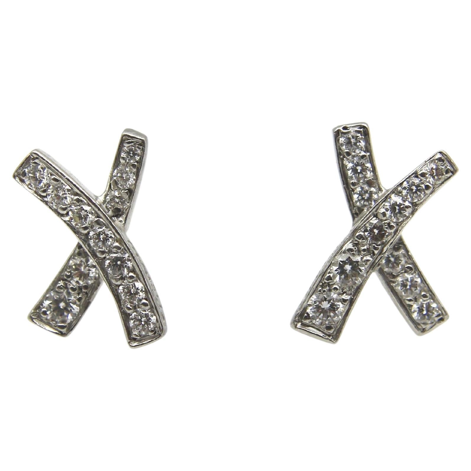 Vintage Paloma Picasso for Tiffany & Co. Platinum and Diamond Kiss Earrings