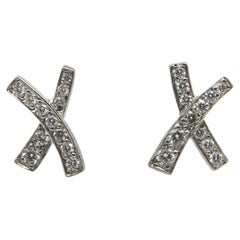 Vintage Paloma Picasso for Tiffany & Co. Platinum and Diamond Kiss Earrings