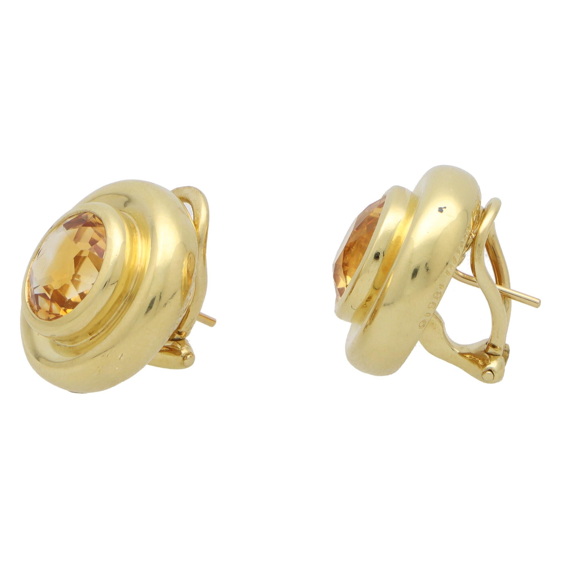 Vintage Paloma Picasso for Tiffany & Co. Retro Citrine Earrings in Yellow Gold In Excellent Condition For Sale In London, GB
