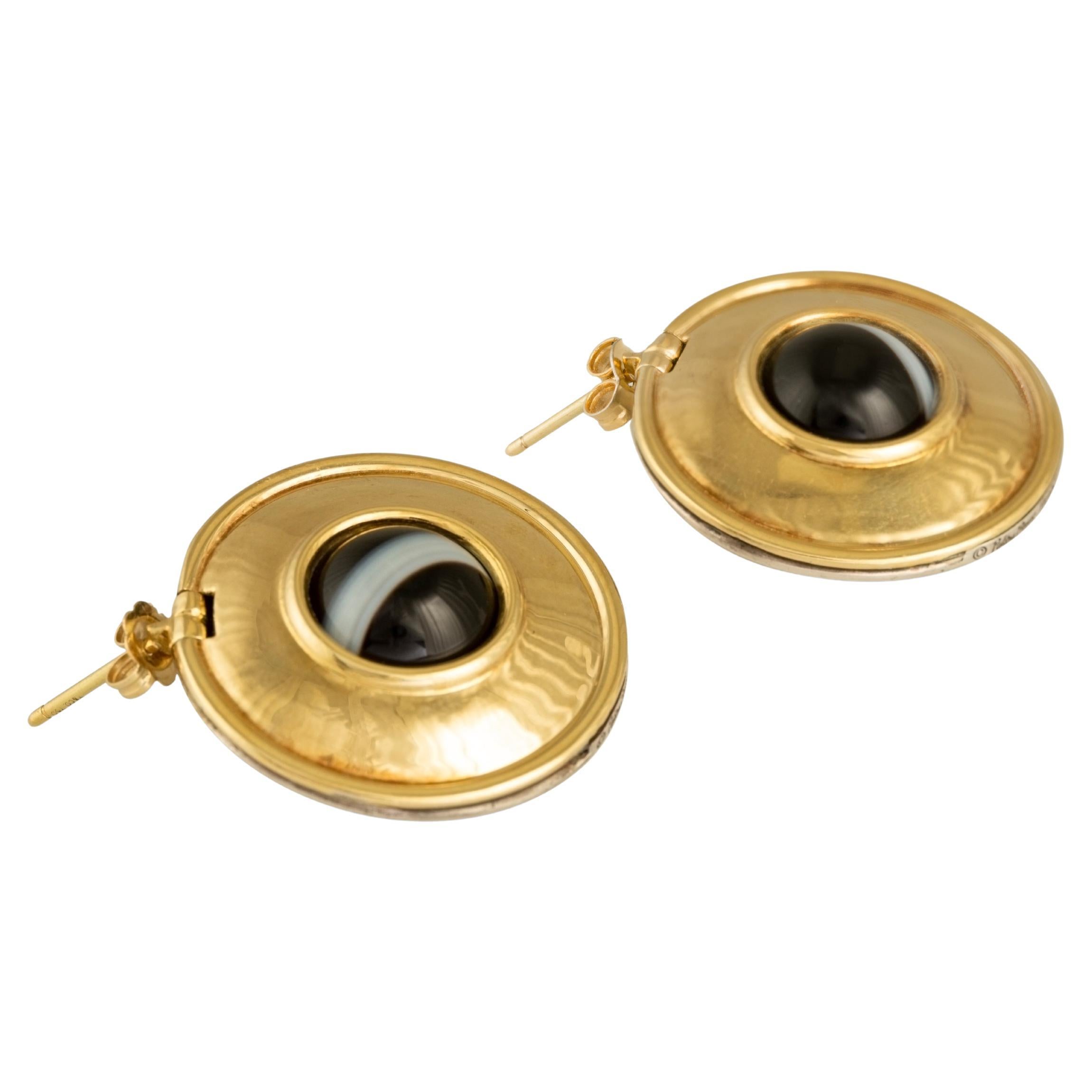 Reversible Paloma Picasso Gold And Silver Earrings With Agate For Sale