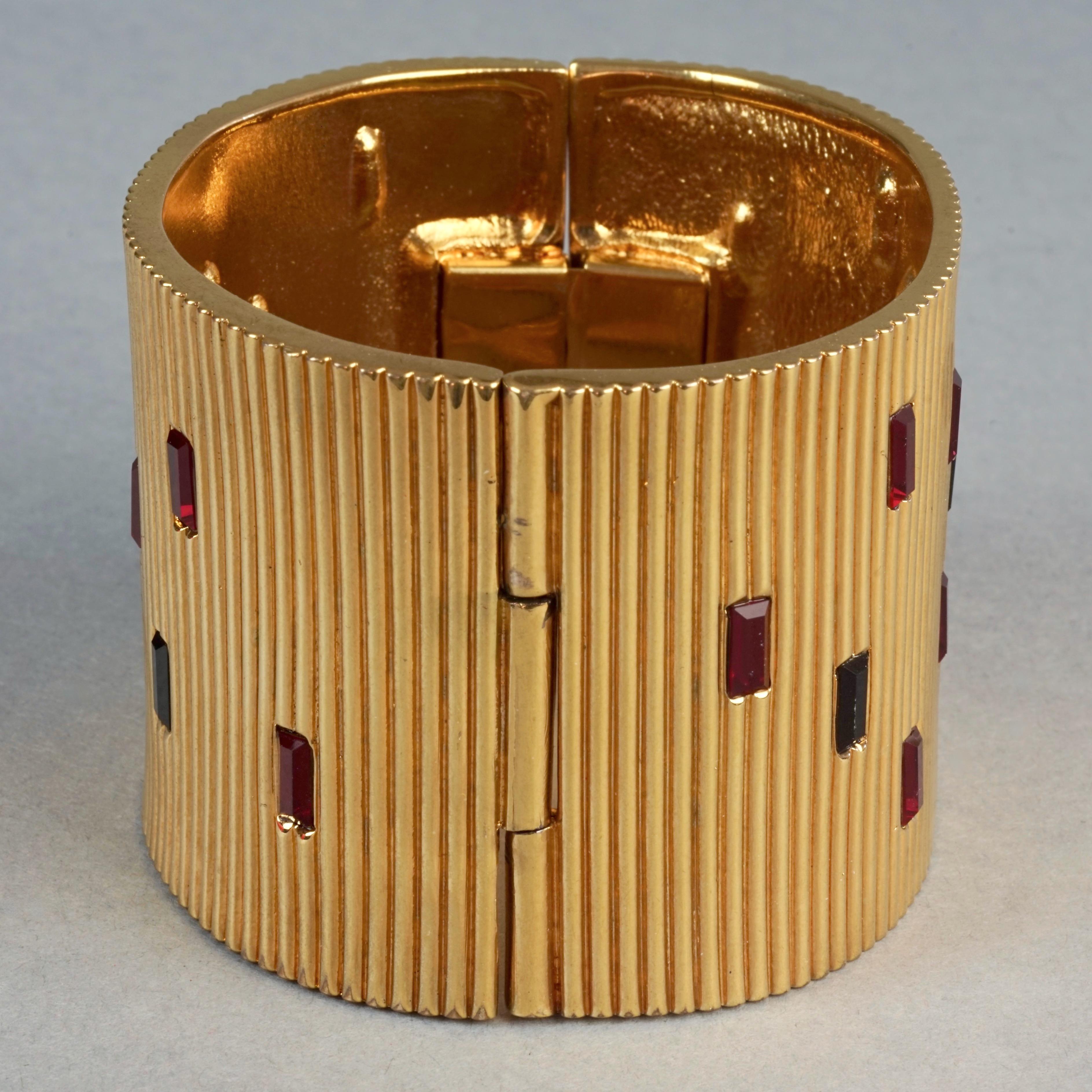 Women's Vintage PALOMA PICASSO Jewelled Ribbed Cuff Bracelet