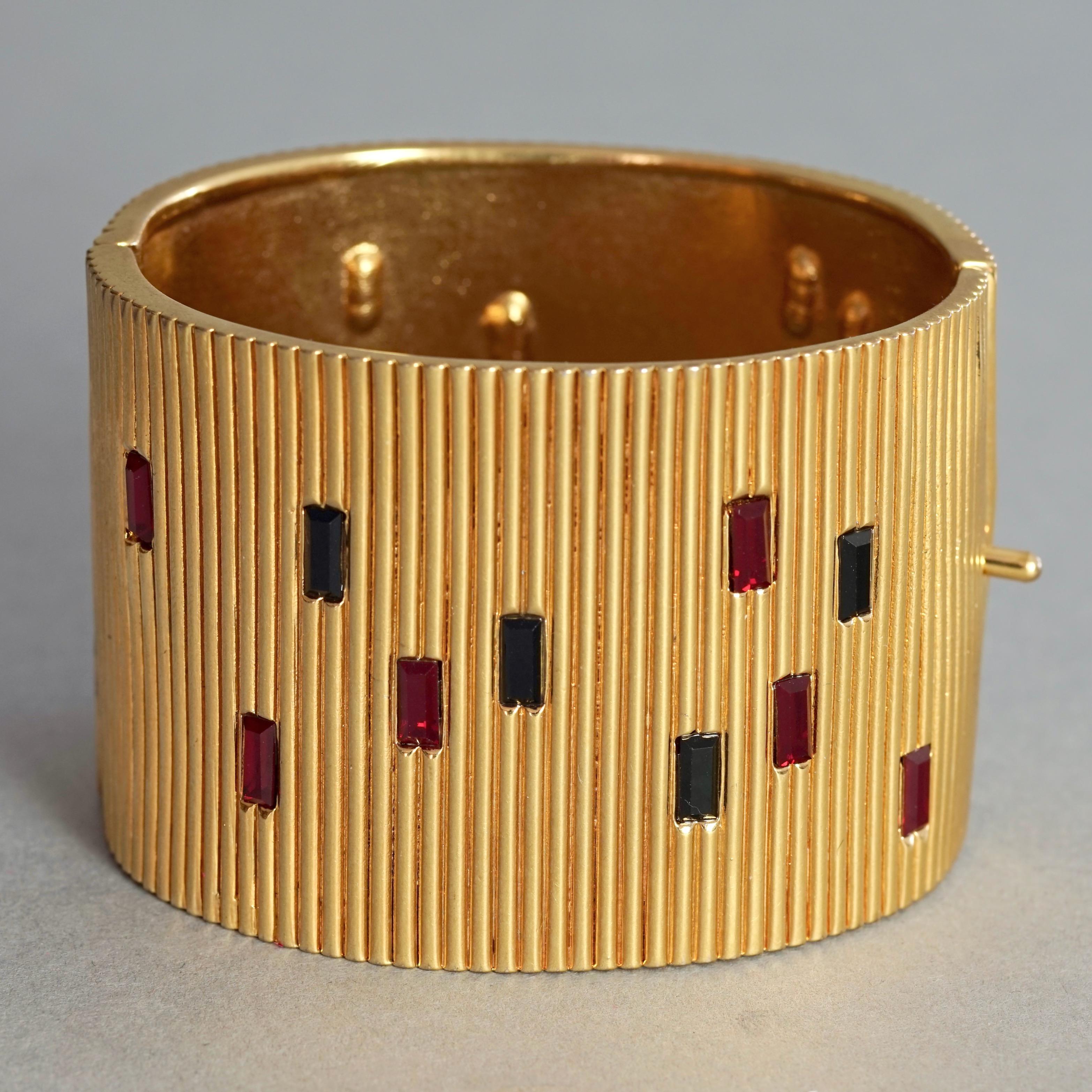Vintage PALOMA PICASSO Jewelled Ribbed Cuff Bracelet 1