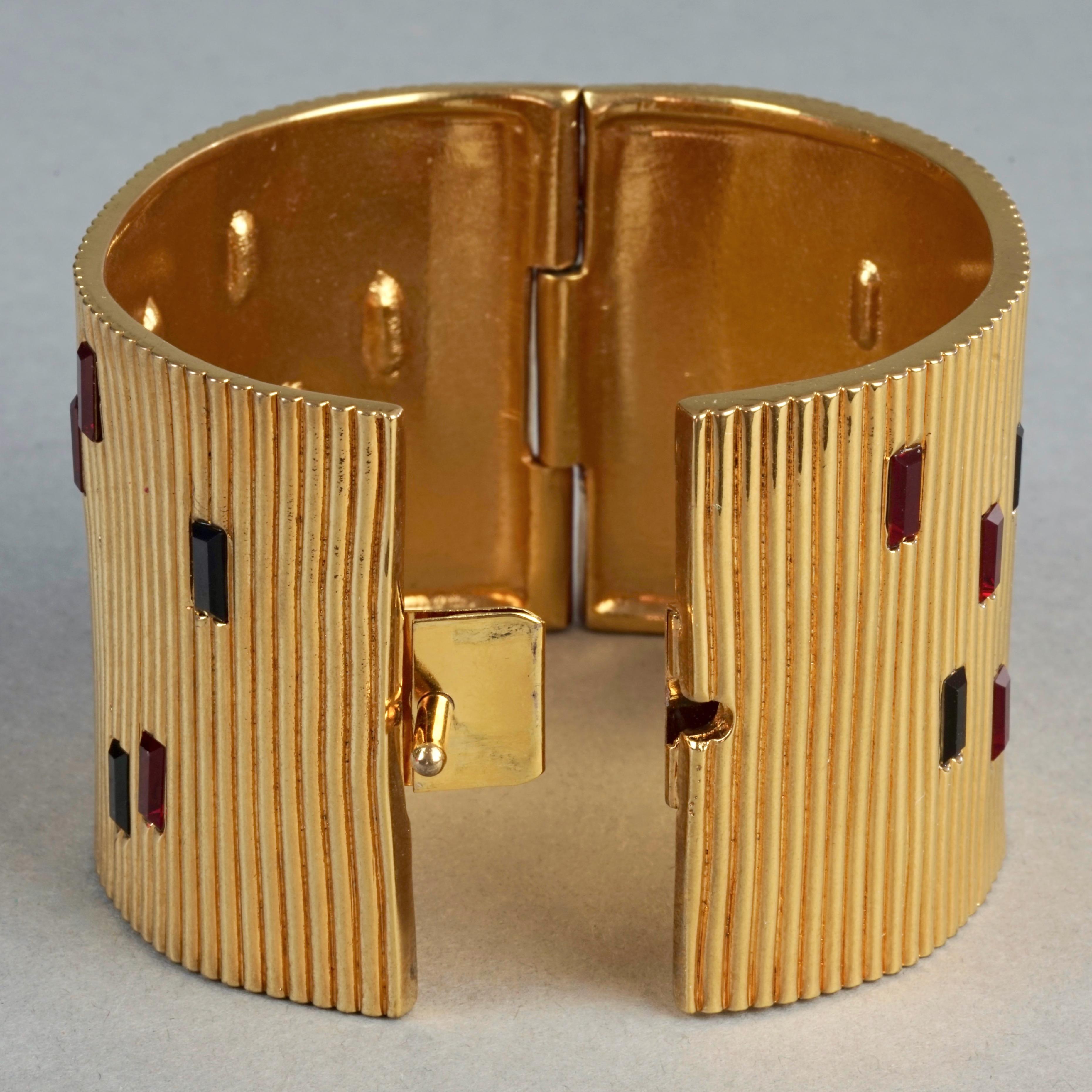 Vintage PALOMA PICASSO Jewelled Ribbed Cuff Bracelet 2