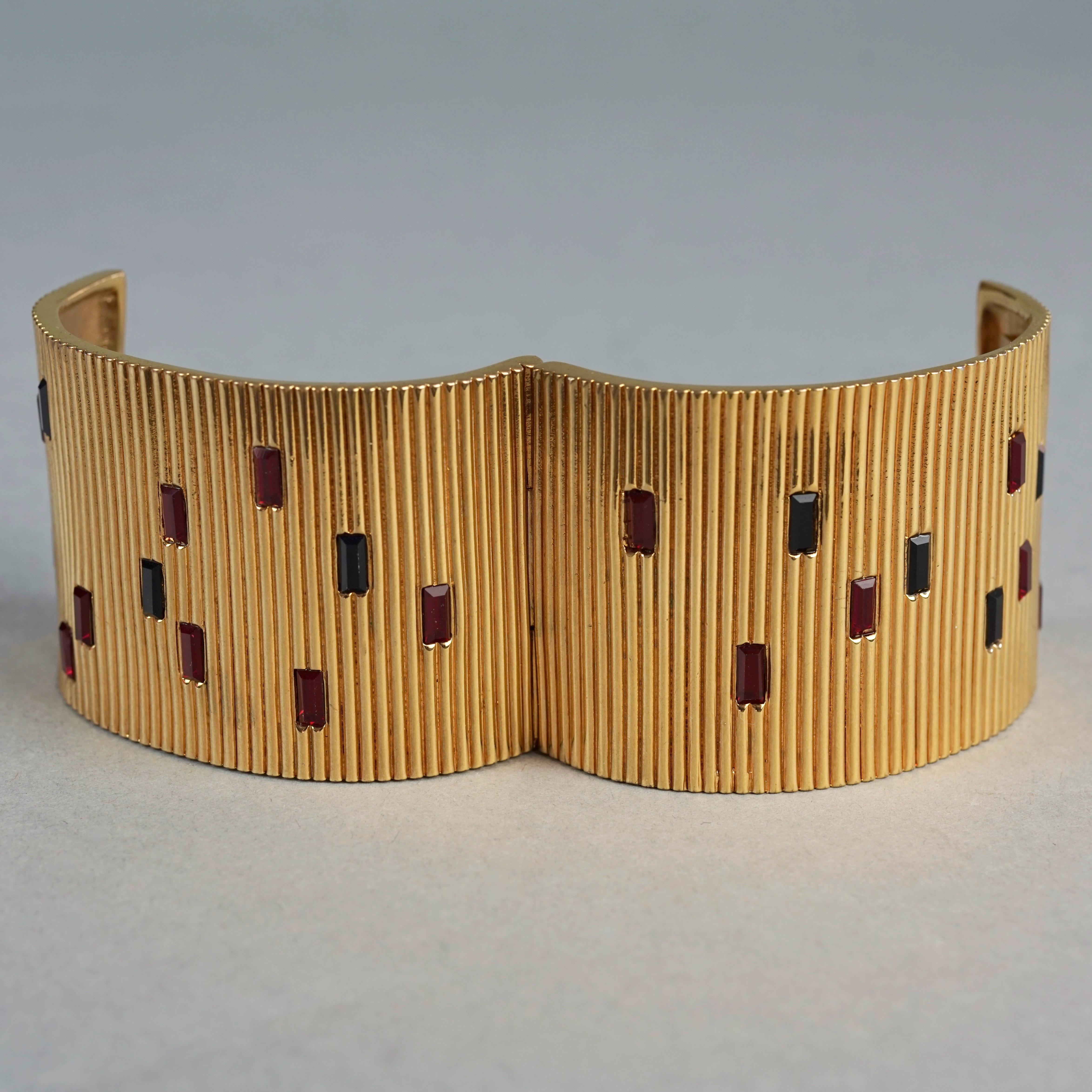 Vintage PALOMA PICASSO Jewelled Ribbed Cuff Bracelet 3