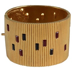 Vintage PALOMA PICASSO Jewelled Ribbed Cuff Bracelet