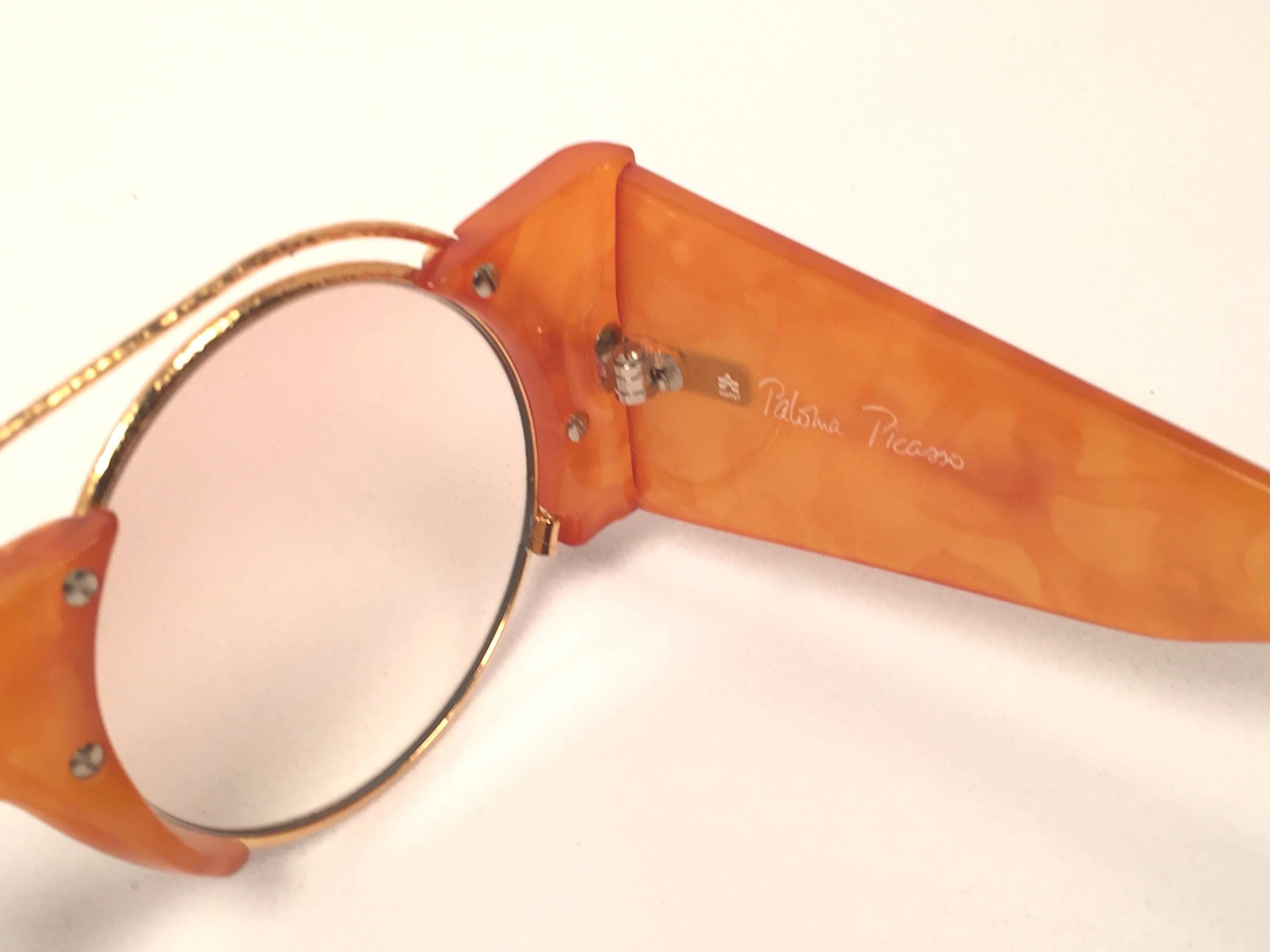 Paloma Picasso Vintage Oval Gold 3729 Lady Gaga Sonnenbrille, hergestellt in Deutschland 1980 im Angebot 2