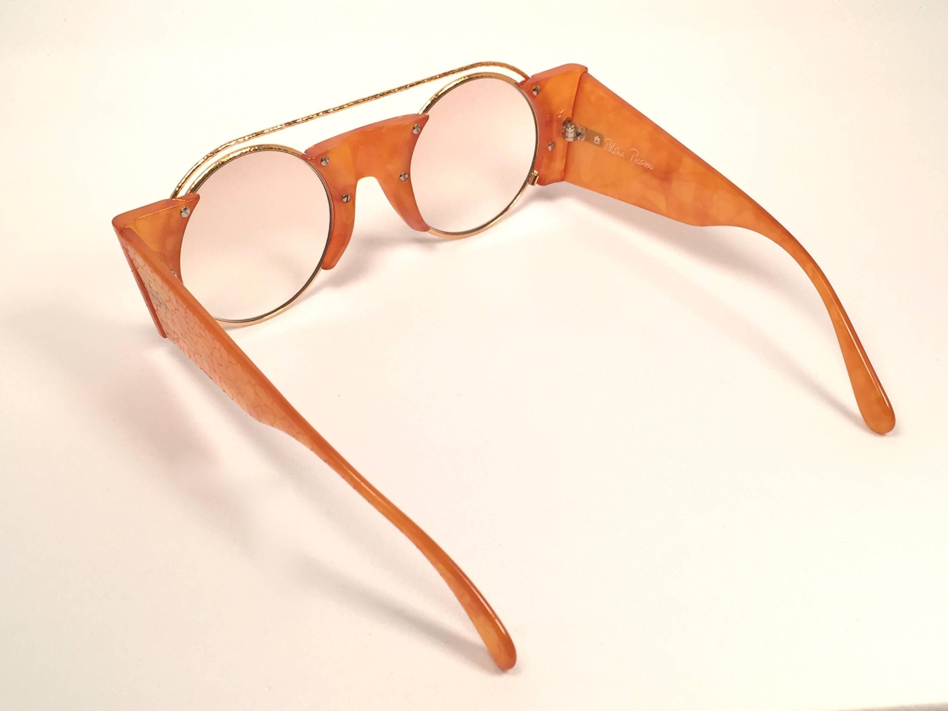 Women's Paloma Picasso Vintage Oval Gold 3729 Lady Gaga Sunglasses Made in Germany 1980 For Sale