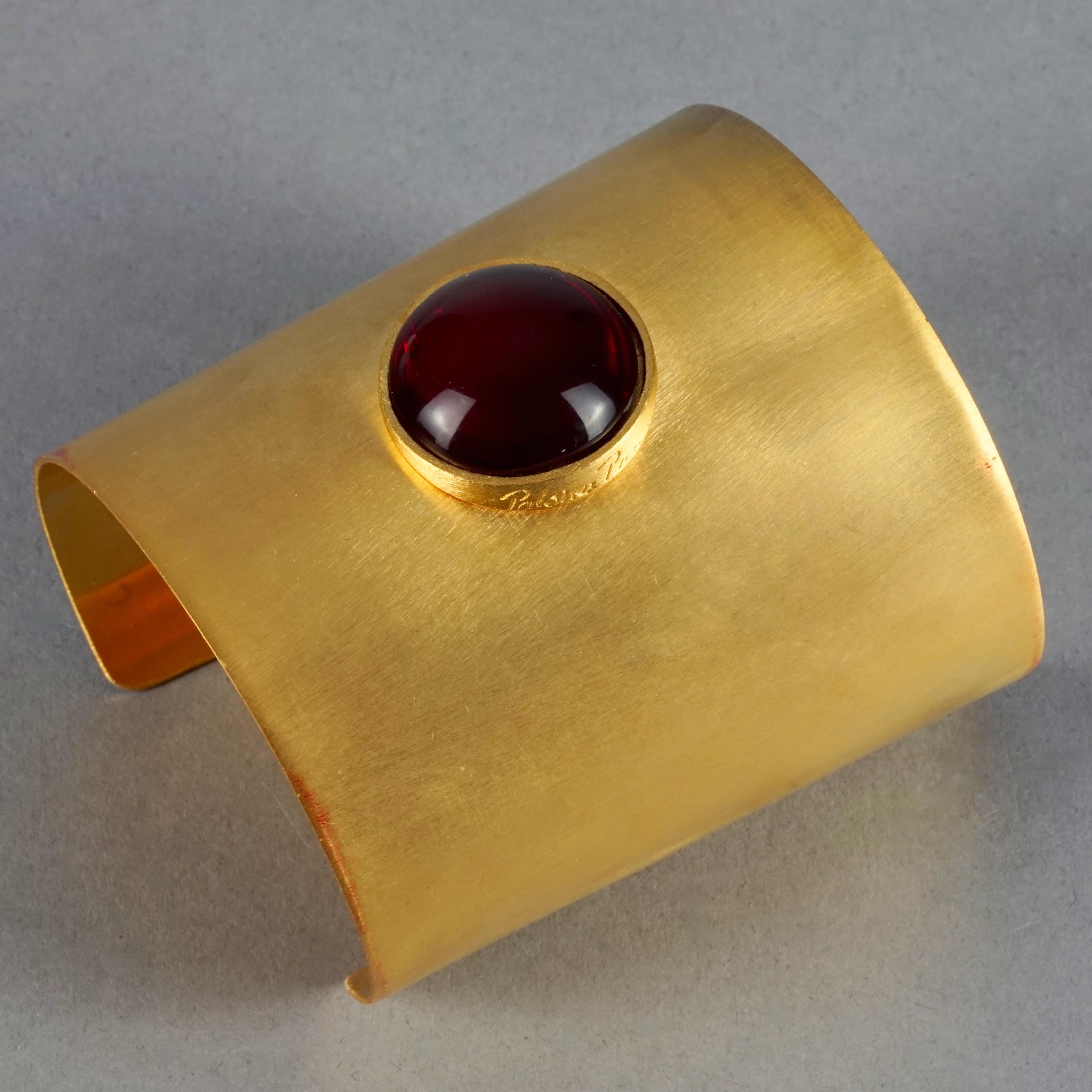 Women's Vintage PALOMA PICASSO Parfums Red Glass Cabochon Wide Cuff Bracelet For Sale
