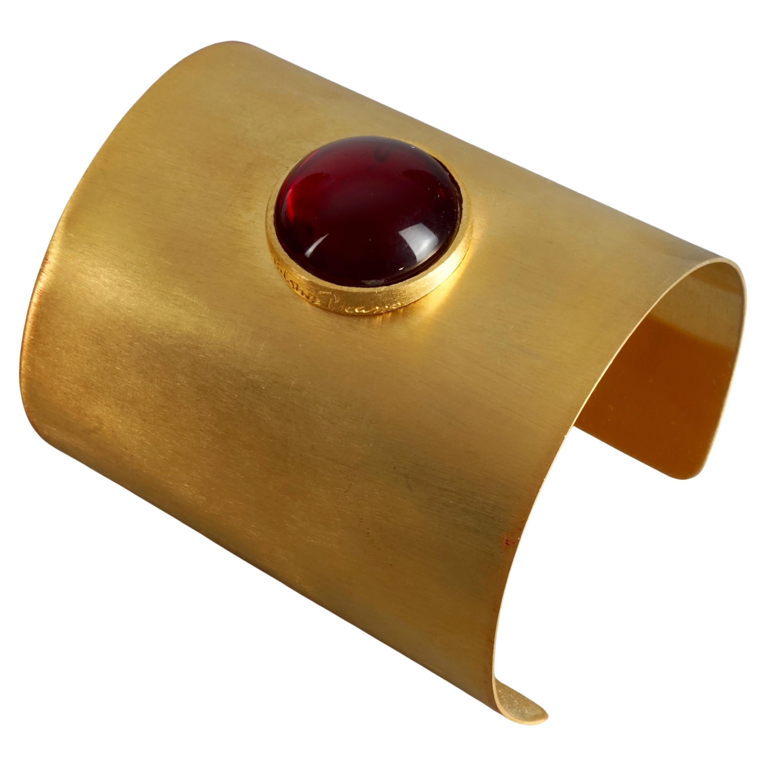 Vintage PALOMA PICASSO Parfums Red Glass Cabochon Wide Cuff Bracelet For  Sale at 1stDibs