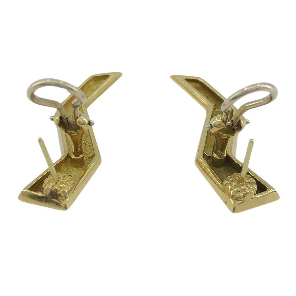 Vintage Paloma Picasso Tiffany & Co. 18k Gold Lightning Bolt Earrings For Sale 6