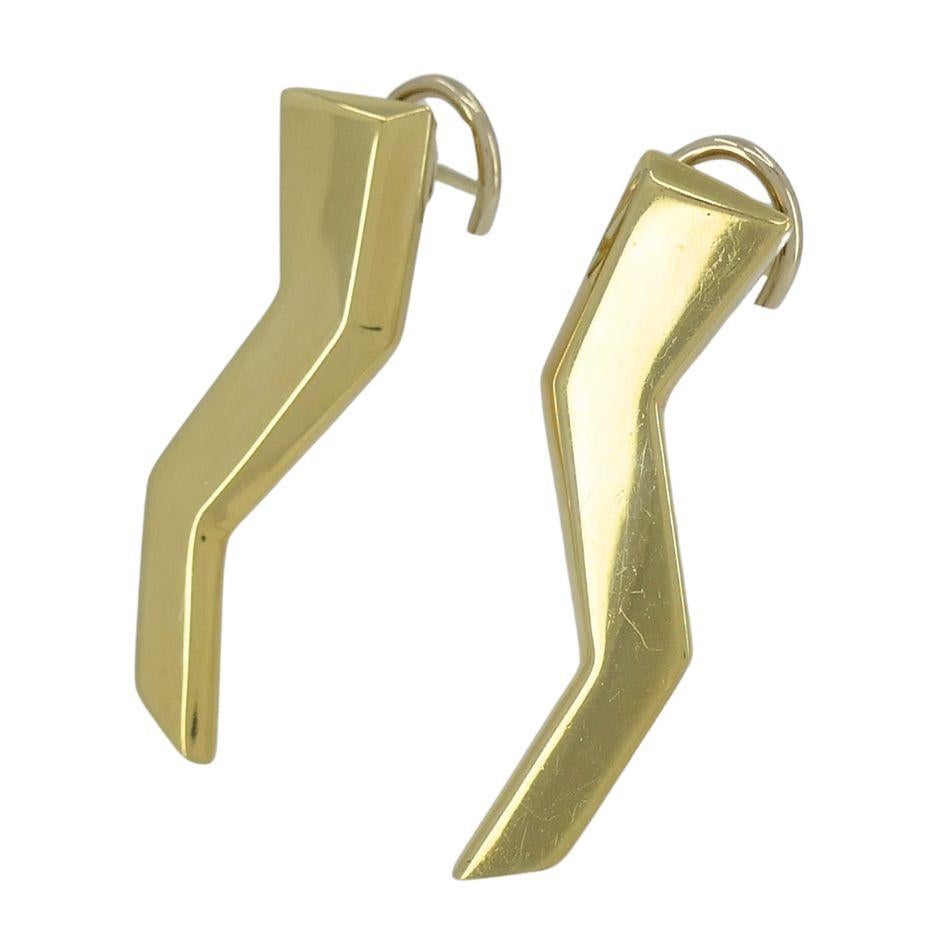 Women's Vintage Paloma Picasso Tiffany & Co. 18k Gold Lightning Bolt Earrings For Sale